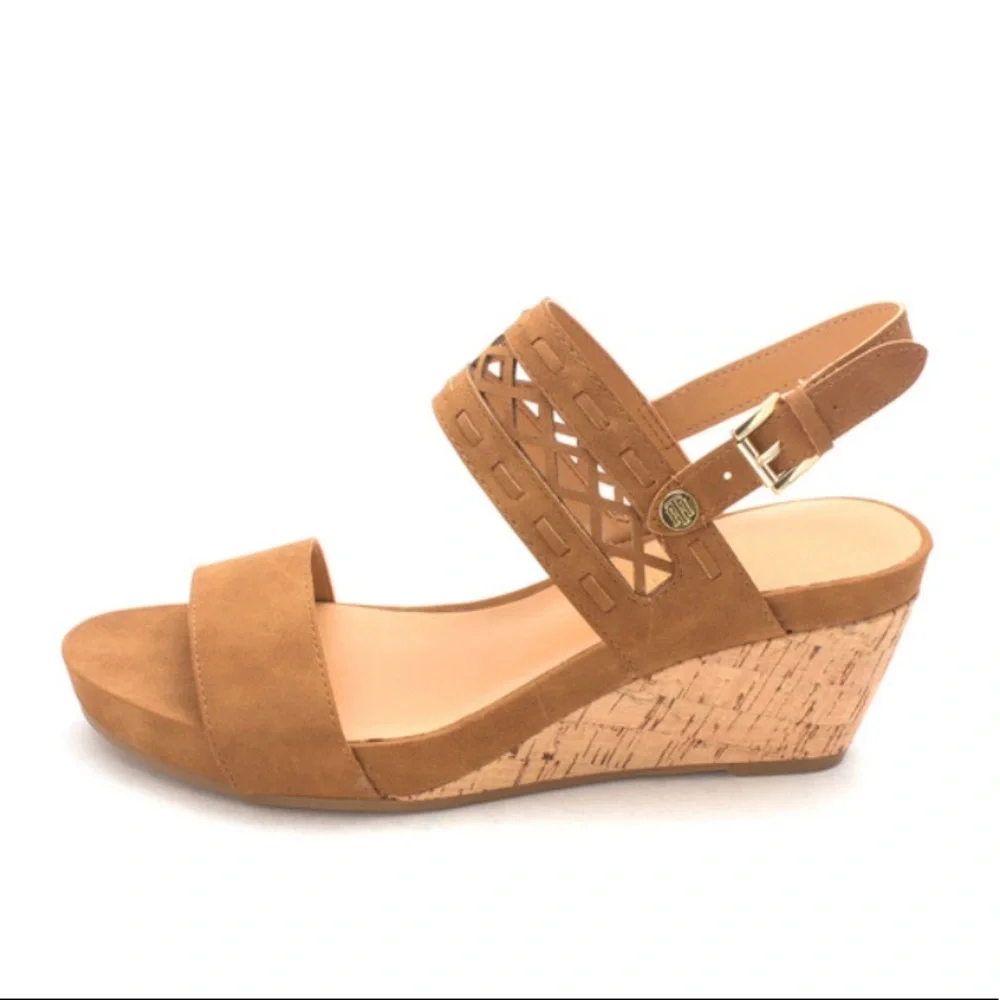 Tommy Hilfiger Tan Suede Wedge Sandals